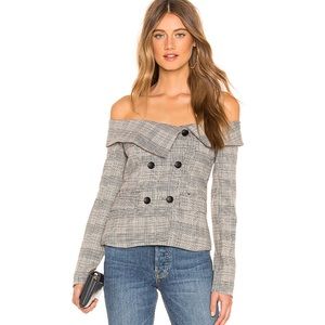 NEW About Us X REVOLVE Arlene Plaid Blazer Top